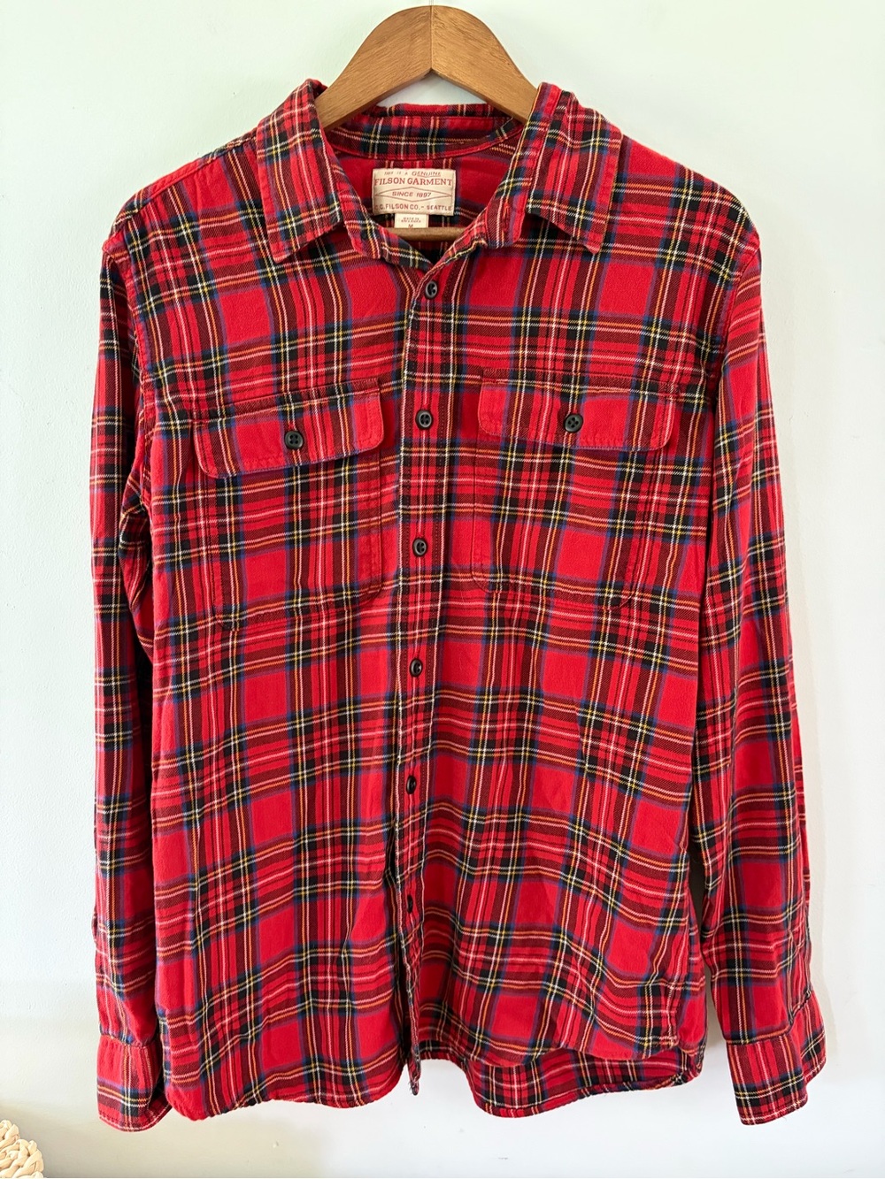 Filson Cotton Red Plaid Button Down Flannel